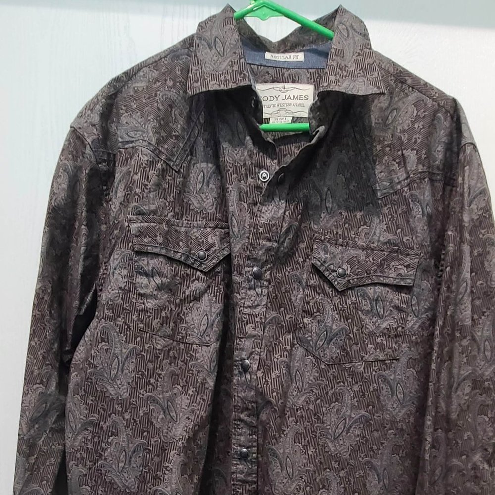 Men's Paisley Long-Sleeve Shirt - Charcoal